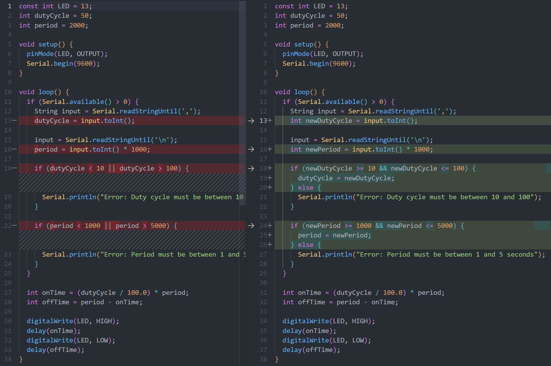 ChatGPT code diff - fifth prompt